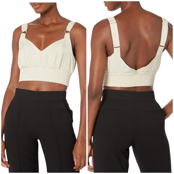 GUESS sleeveless Emma cropped satin bralette halter top NEW - Picture 3 of 13